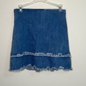 O2 Denim y2k style Mini Skirt with Frayed Hem
